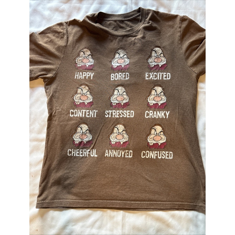 Disney Snow White Grumpy Moods Graphic T-Shirt Brown Short Sleeve Tee